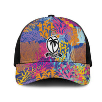Fijian Rugby Mesh Trucker Cap Colorful Coral Reef Pre Match Design LT03 One Size Black Multicolor - Polynesian Pride