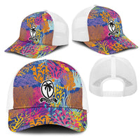 Fijian Rugby Mesh Trucker Cap Colorful Coral Reef Pre Match Design LT03 - Polynesian Pride