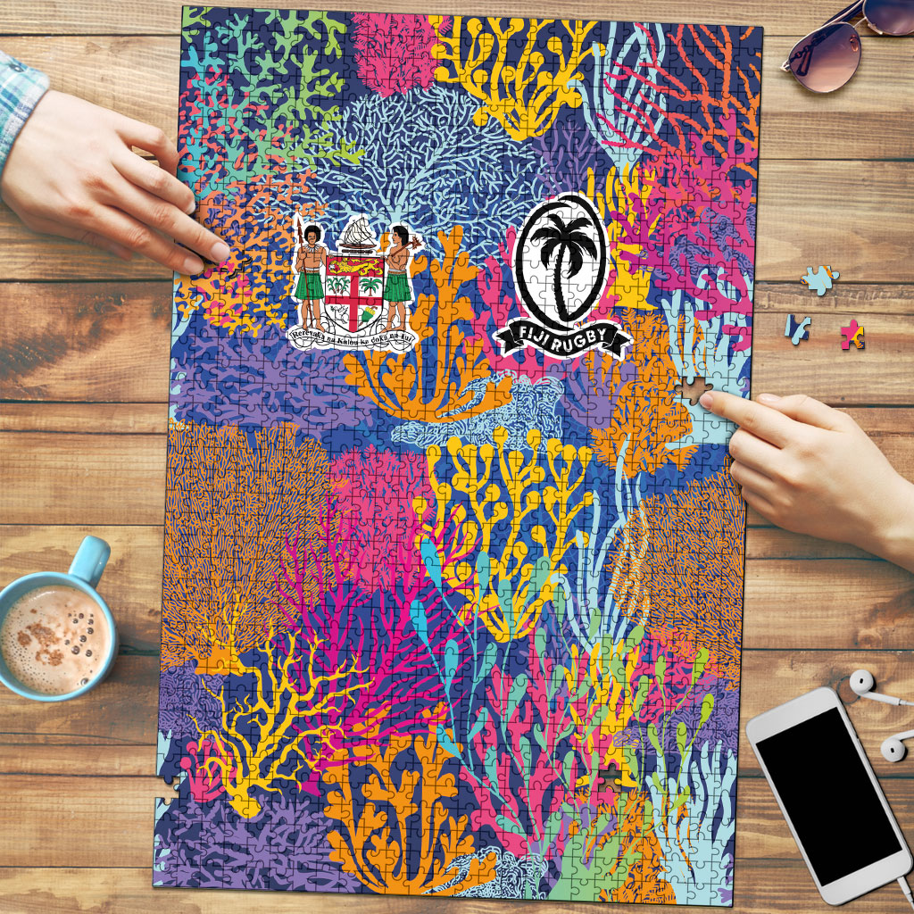 Fijian Rugby Puzzle Colorful Coral Reef Pre Match Design LT03 Multicolor - Polynesian Pride