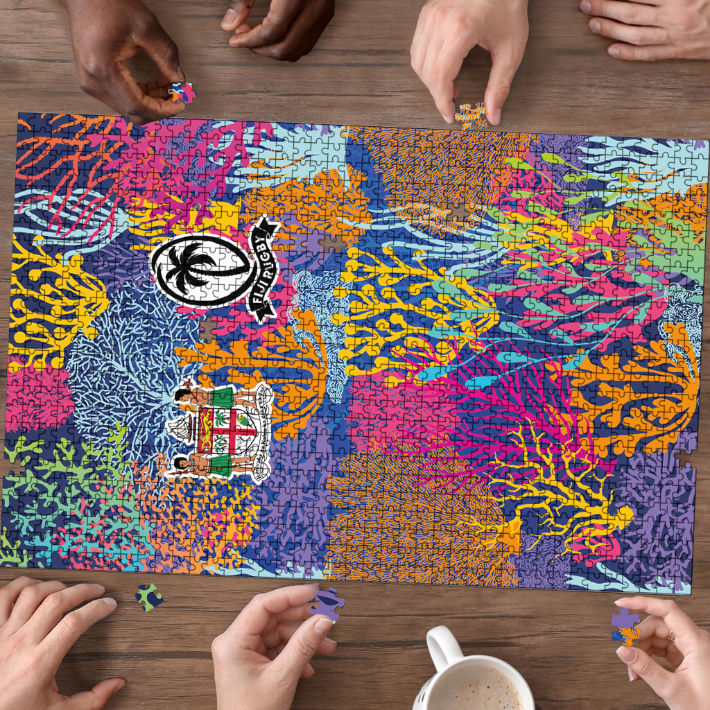 Fijian Rugby Puzzle Colorful Coral Reef Pre Match Design LT03 - Polynesian Pride