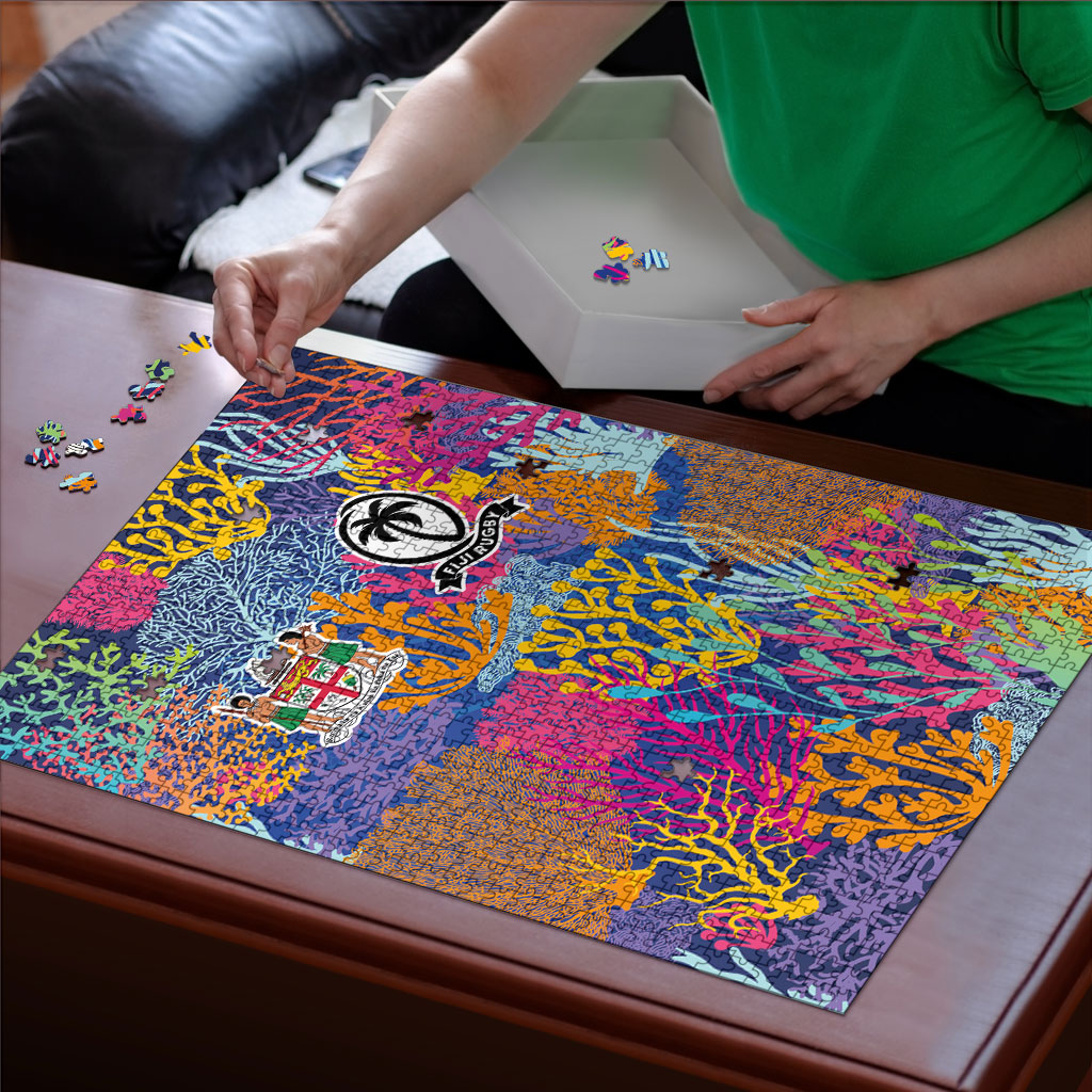 Fijian Rugby Puzzle Colorful Coral Reef Pre Match Design LT03 - Polynesian Pride