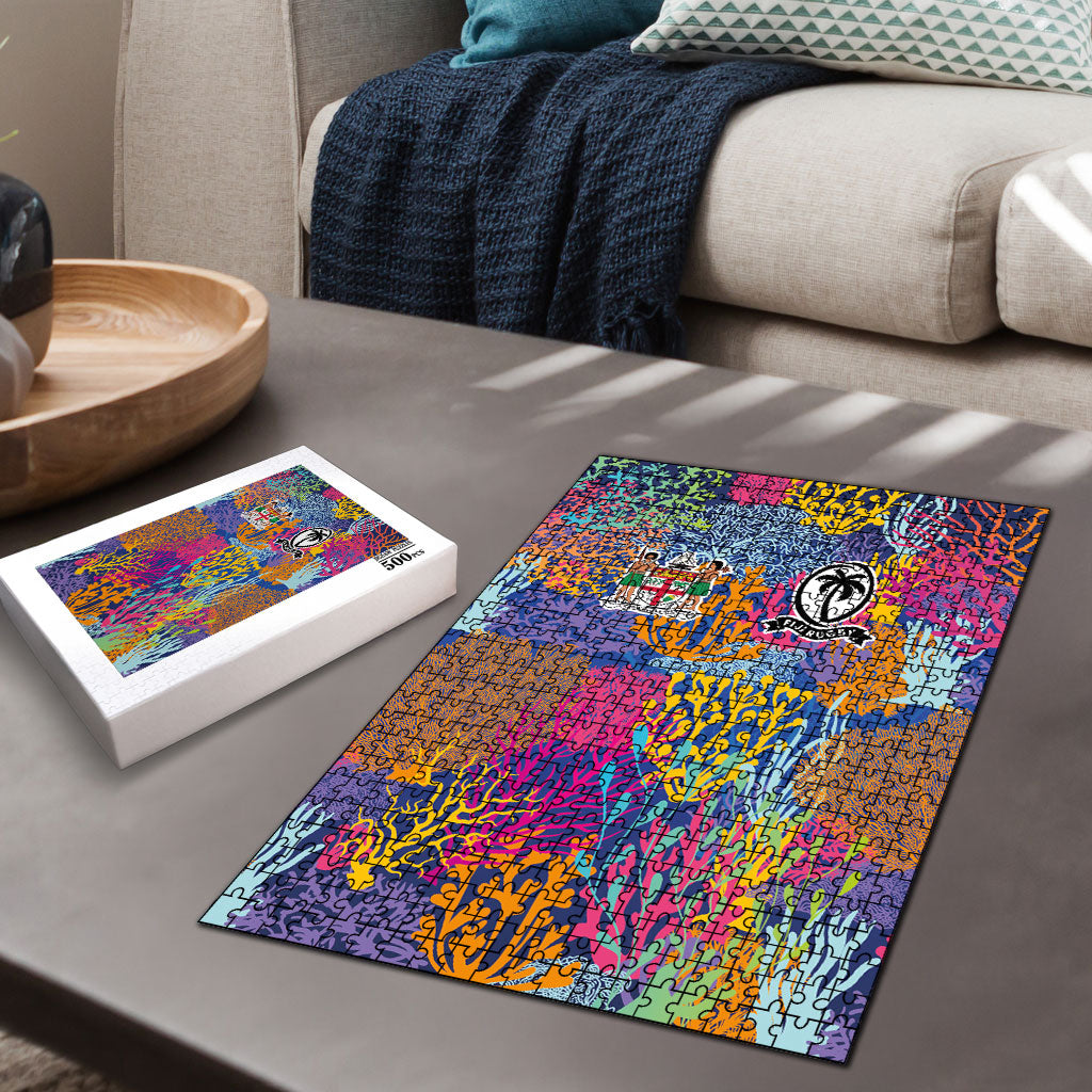 Fijian Rugby Puzzle Colorful Coral Reef Pre Match Design LT03 - Polynesian Pride