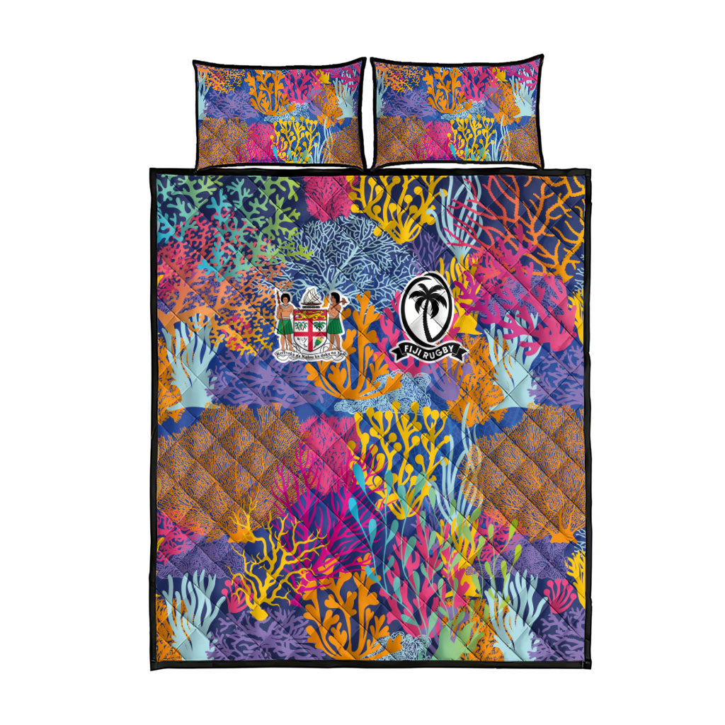 Fijian Rugby Quilt Bed Set Colorful Coral Reef Pre Match Design LT03 - Polynesian Pride
