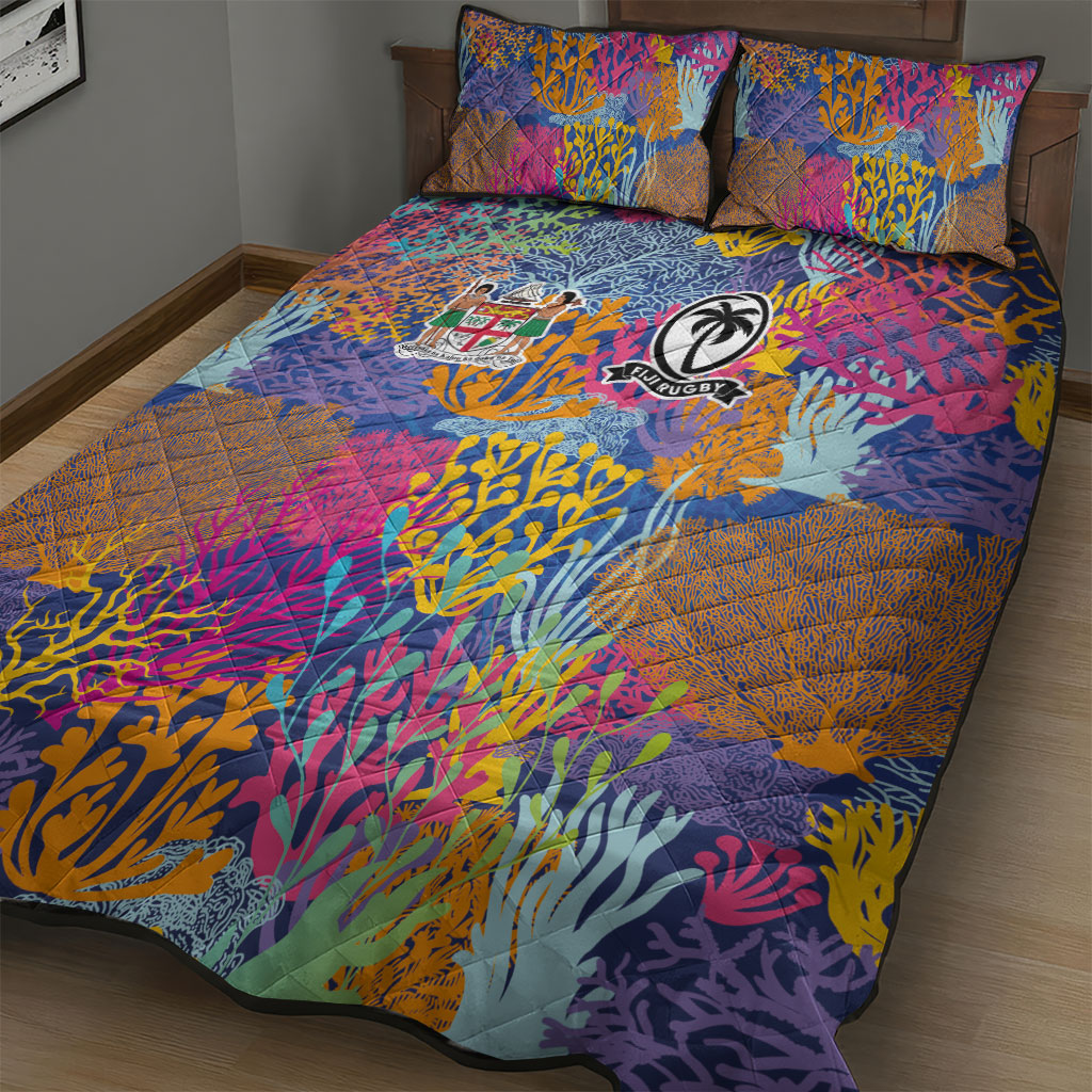 Fijian Rugby Quilt Bed Set Colorful Coral Reef Pre Match Design LT03 - Polynesian Pride