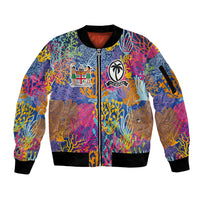 Custom Fijian Rugby Sleeve Zip Bomber Jacket Colorful Coral Reef Pre Match Design LT03 Unisex Multicolor - Polynesian Pride