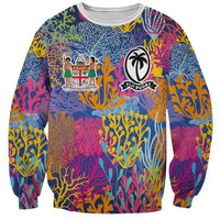 Custom Fijian Rugby Sweatshirt Colorful Coral Reef Pre Match Design LT03 Unisex Multicolor - Polynesian Pride