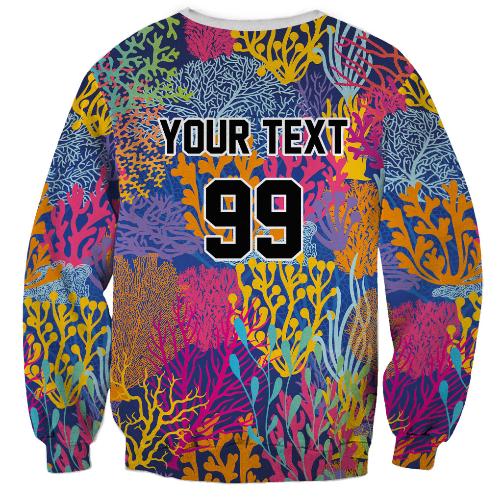 Custom Fijian Rugby Sweatshirt Colorful Coral Reef Pre Match Design LT03 - Polynesian Pride