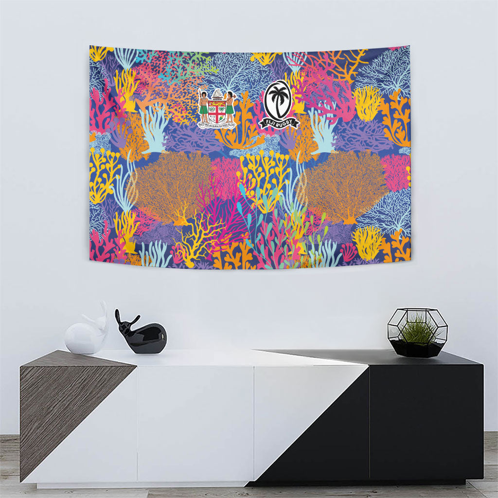 Fijian Rugby Tapestry Colorful Coral Reef Pre Match Design LT03 - Polynesian Pride