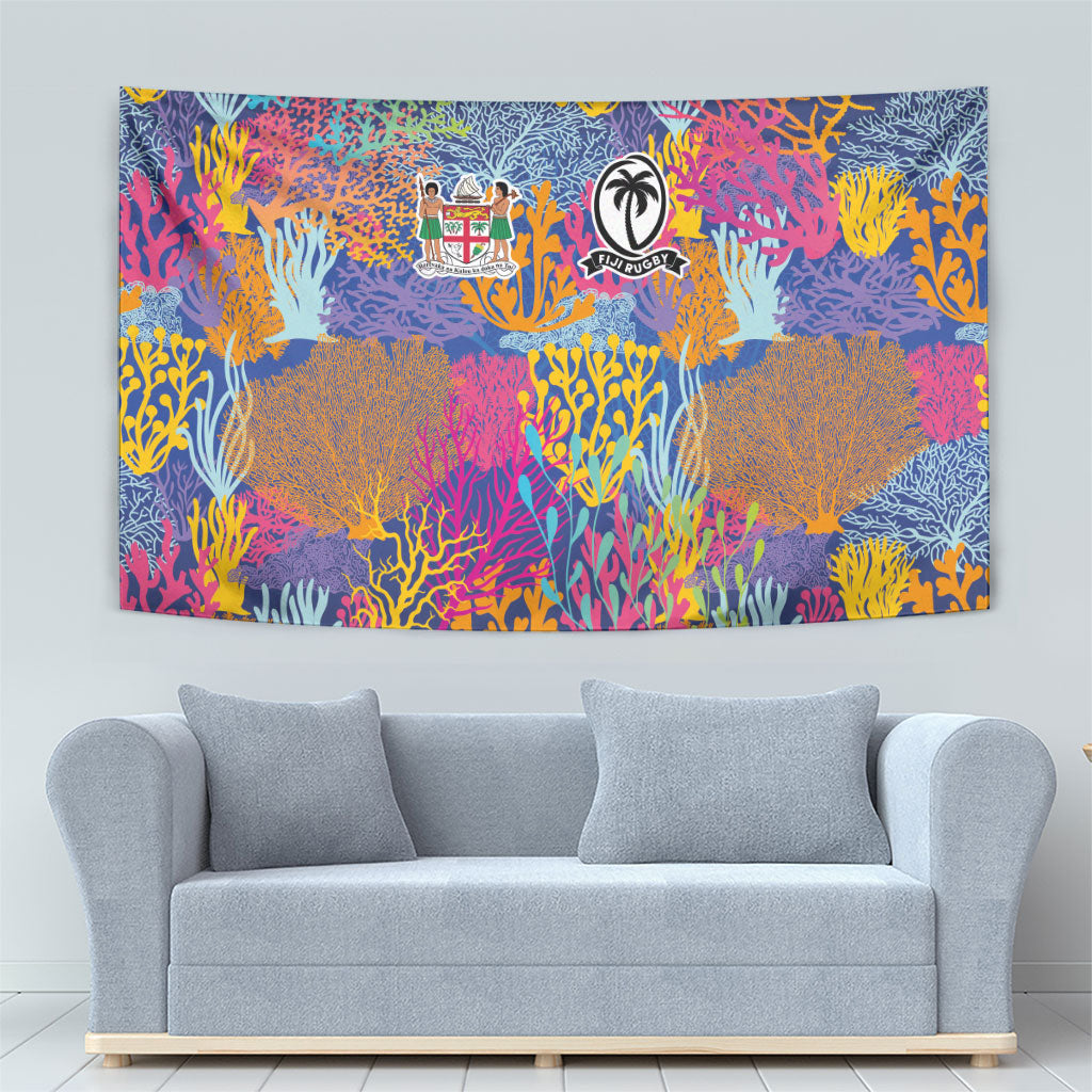Fijian Rugby Tapestry Colorful Coral Reef Pre Match Design LT03 - Polynesian Pride