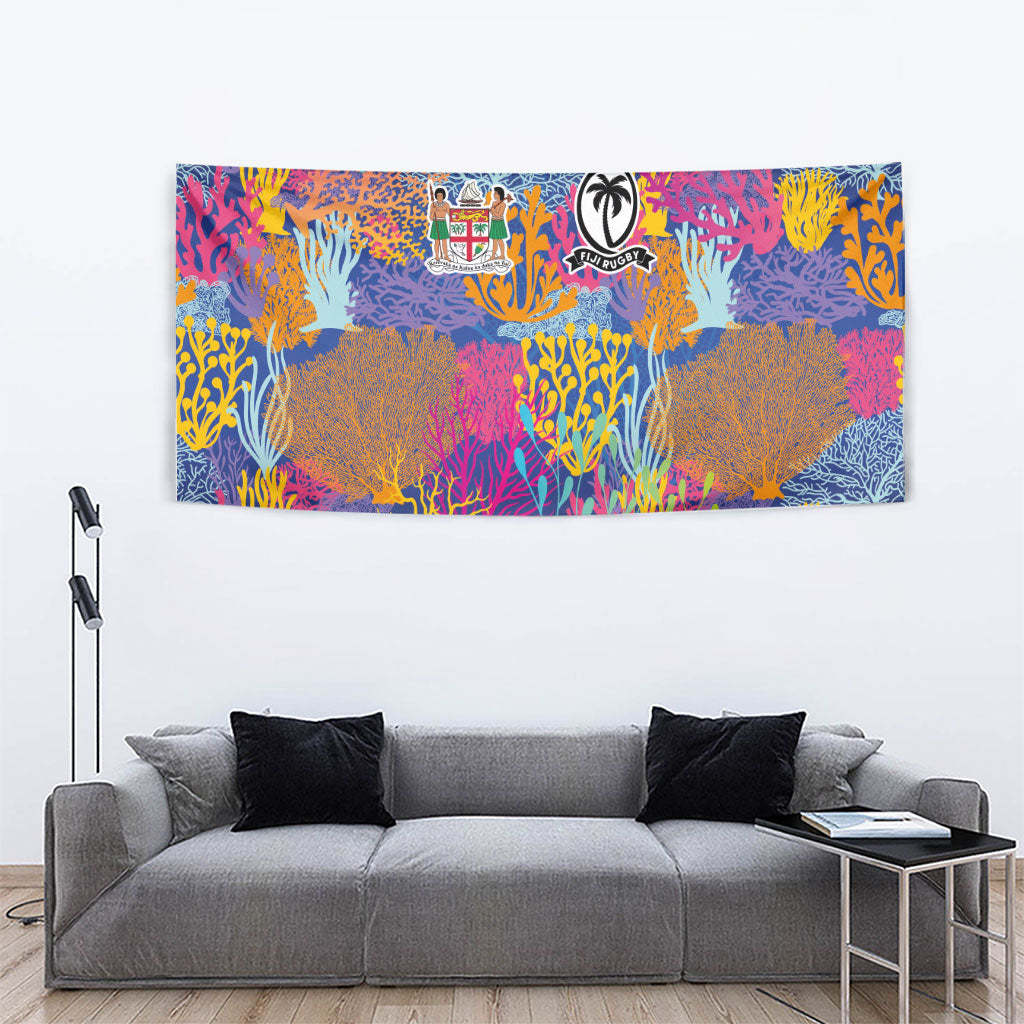 Fijian Rugby Tapestry Colorful Coral Reef Pre Match Design LT03 - Polynesian Pride