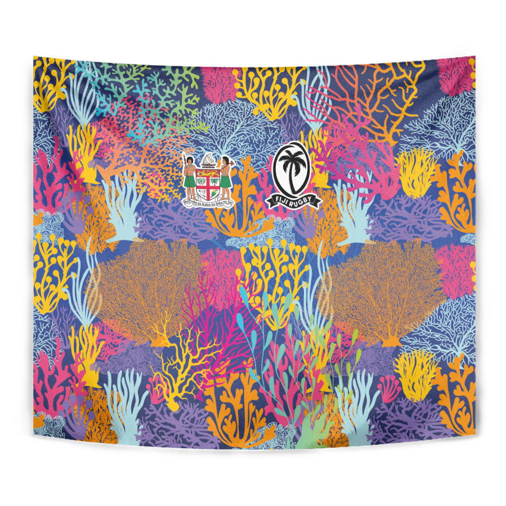 Fijian Rugby Tapestry Colorful Coral Reef Pre Match Design LT03 - Polynesian Pride
