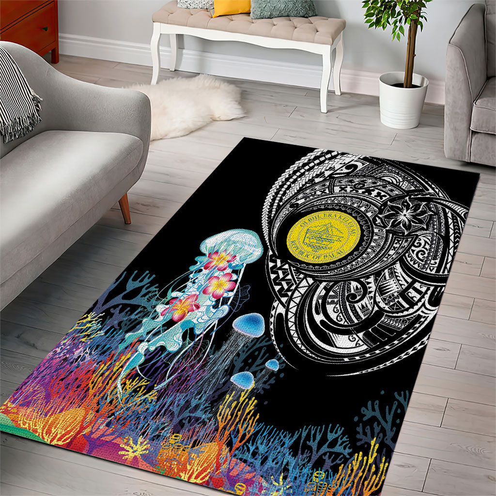 Palau Jellyfish Area Rug Coral Reef with Polynesian Pattern LT03 - Polynesian Pride