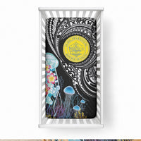 Palau Jellyfish Baby Bed Cover Coral Reef with Polynesian Pattern LT03 28 × 52 in Black - Polynesian Pride