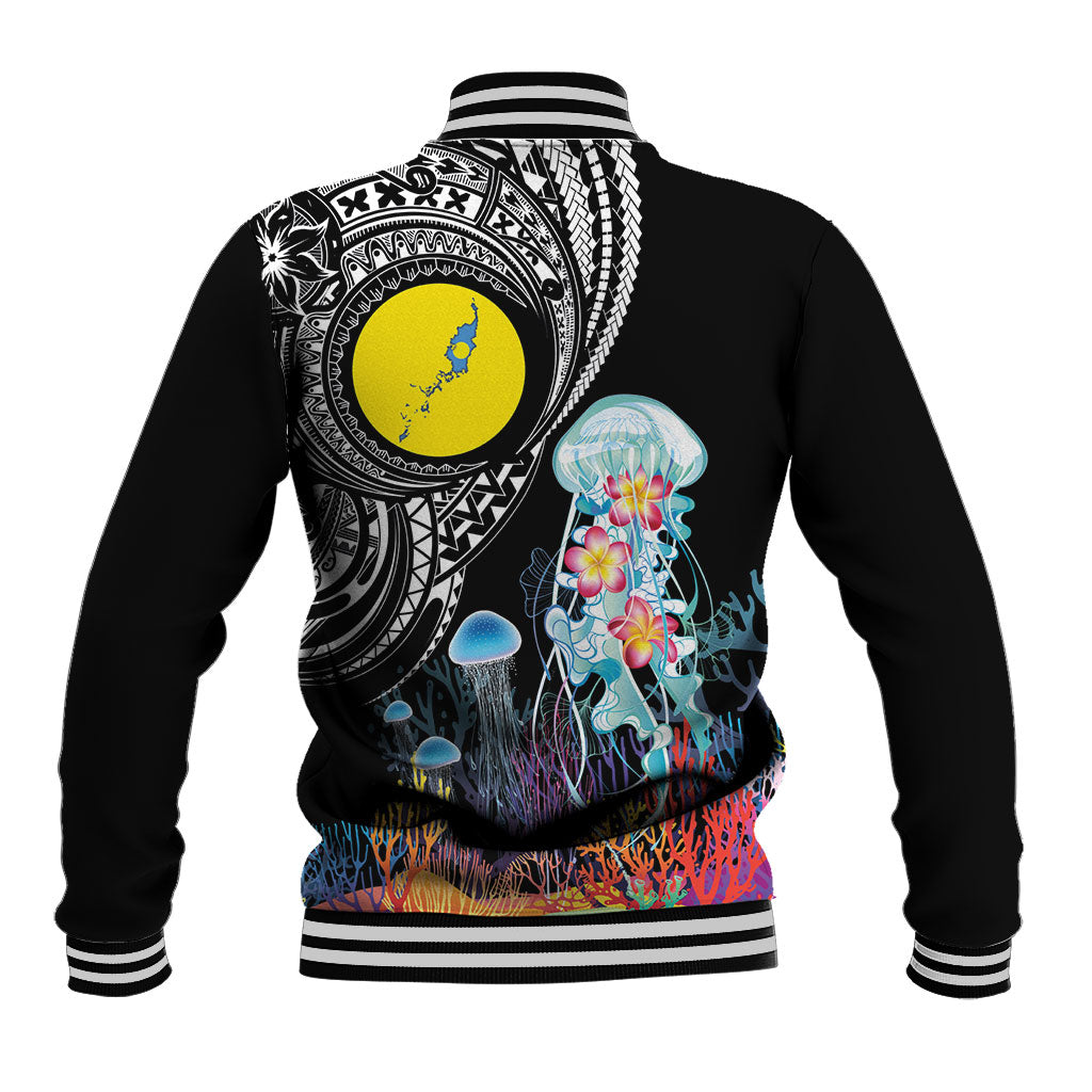 Palau Jellyfish Baseball Jacket Coral Reef with Polynesian Pattern LT03 - Polynesian Pride