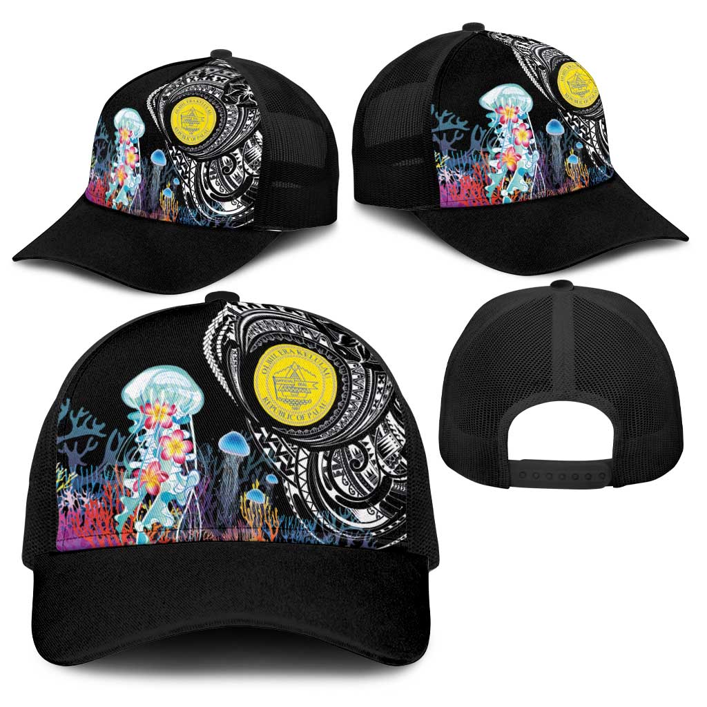 Palau Jellyfish Baseball Net Cap Coral Reef with Polynesian Pattern LT03 - Polynesian Pride