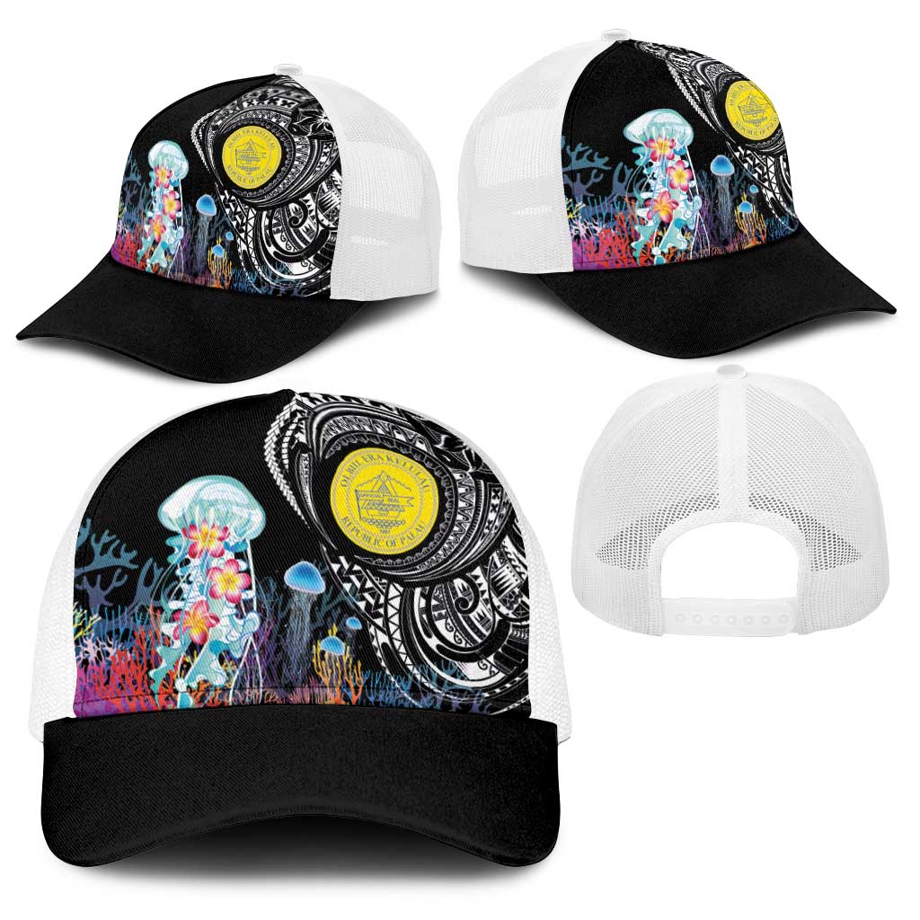 Palau Jellyfish Baseball Net Cap Coral Reef with Polynesian Pattern LT03 - Polynesian Pride