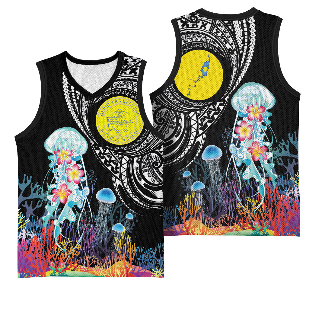 Palau Jellyfish Basketball Jersey Coral Reef with Polynesian Pattern LT03 - Polynesian Pride
