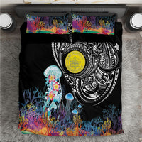 Palau Jellyfish Bedding Set Coral Reef with Polynesian Pattern LT03 Black - Polynesian Pride