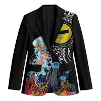 Palau Jellyfish Blazer Coral Reef with Polynesian Pattern LT03 Unisex Black - Polynesian Pride