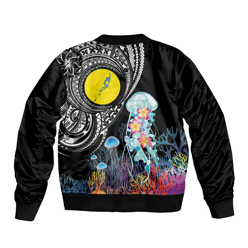 Palau Jellyfish Bomber Jacket Coral Reef with Polynesian Pattern LT03 - Polynesian Pride