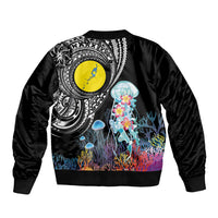 Palau Jellyfish Bomber Jacket Coral Reef with Polynesian Pattern LT03 - Polynesian Pride