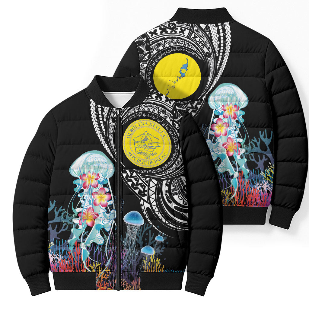 Palau Jellyfish Bomber Puffer Jacket Coral Reef with Polynesian Pattern LT03 - Polynesian Pride
