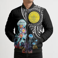 Palau Jellyfish Bomber Puffer Jacket Coral Reef with Polynesian Pattern LT03 - Polynesian Pride