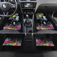 Palau Jellyfish Car Mats Coral Reef with Polynesian Pattern LT03 Set 4pcs Black - Polynesian Pride