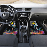 Palau Jellyfish Car Mats Coral Reef with Polynesian Pattern LT03 Set 2pcs - Front Black - Polynesian Pride