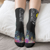 Palau Jellyfish Crew Socks Coral Reef with Polynesian Pattern LT03 - Polynesian Pride