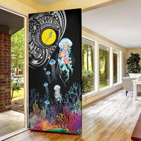 Palau Jellyfish Door Cover Coral Reef with Polynesian Pattern LT03 - Polynesian Pride