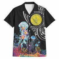 Palau Jellyfish Hawaiian Shirt Coral Reef with Polynesian Pattern LT03 Black - Polynesian Pride