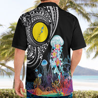 Palau Jellyfish Hawaiian Shirt Coral Reef with Polynesian Pattern LT03 - Polynesian Pride