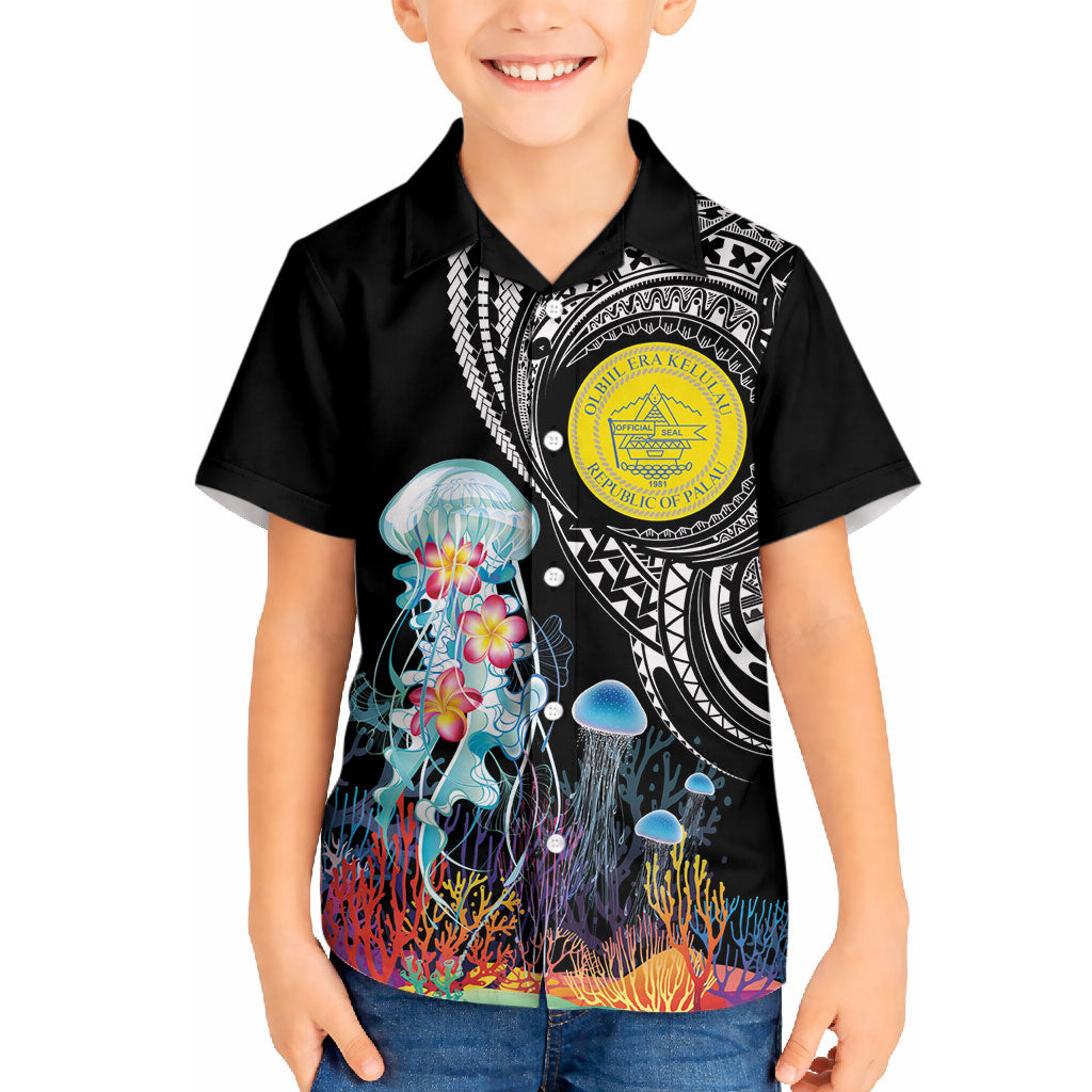 Palau Jellyfish Hawaiian Shirt Coral Reef with Polynesian Pattern LT03 - Polynesian Pride