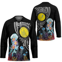 Palau Jellyfish Hockey Jersey Coral Reef with Polynesian Pattern LT03 - Polynesian Pride