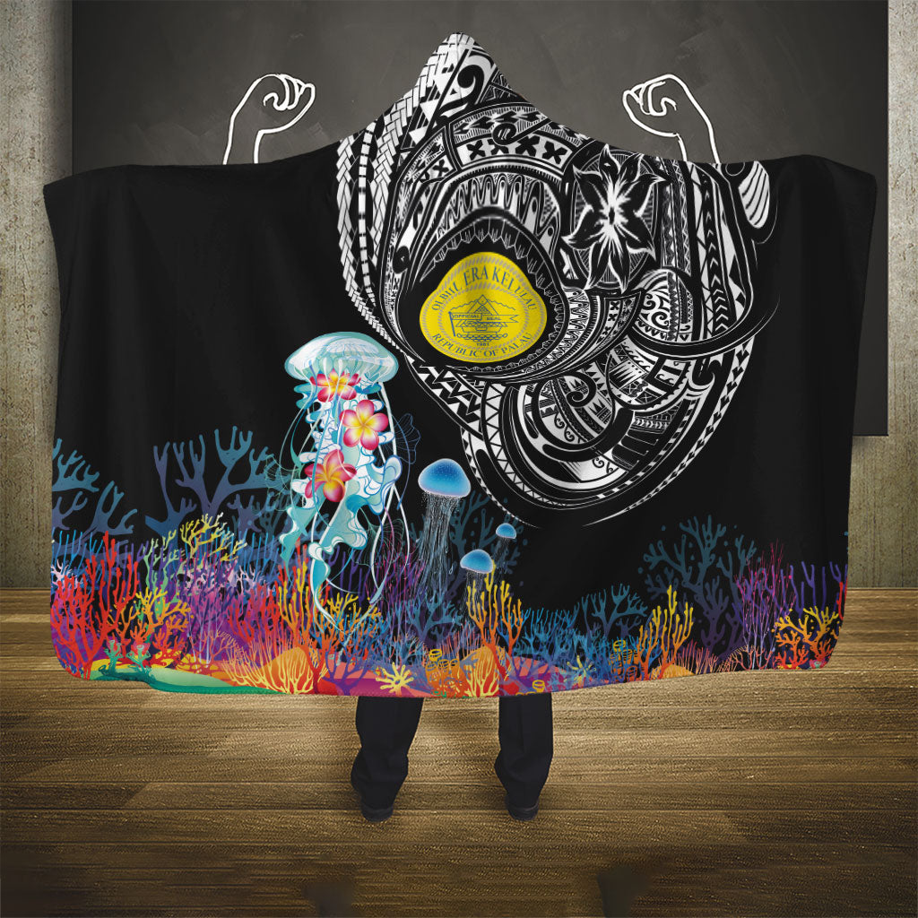 Palau Jellyfish Hooded Blanket Coral Reef with Polynesian Pattern LT03 - Polynesian Pride