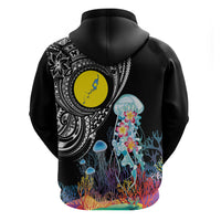 Palau Jellyfish Hoodie Coral Reef with Polynesian Pattern LT03 - Polynesian Pride