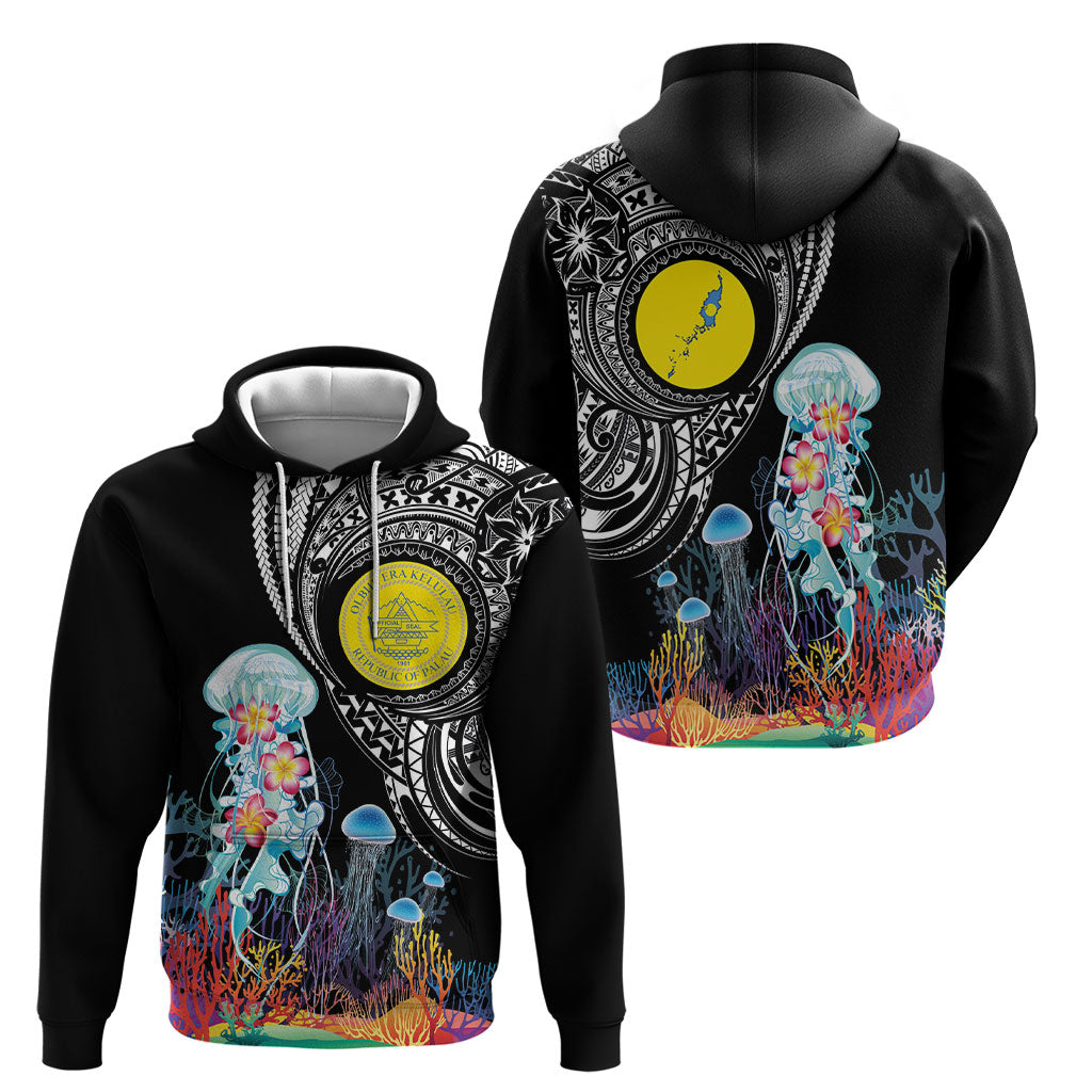 Palau Jellyfish Hoodie Coral Reef with Polynesian Pattern LT03 - Polynesian Pride