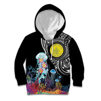 Palau Jellyfish Kid Hoodie Coral Reef with Polynesian Pattern LT03 Hoodie Black - Polynesian Pride