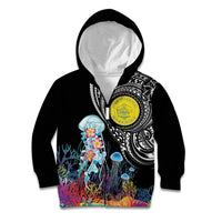 Palau Jellyfish Kid Hoodie Coral Reef with Polynesian Pattern LT03 Zip Hoodie Black - Polynesian Pride