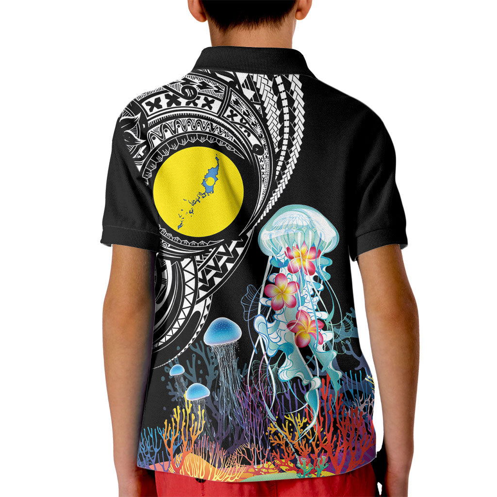 Palau Jellyfish Kid Polo Shirt Coral Reef with Polynesian Pattern LT03 - Polynesian Pride