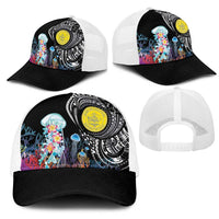 Palau Jellyfish Mesh Trucker Cap Coral Reef with Polynesian Pattern LT03 - Polynesian Pride