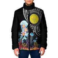 Palau Jellyfish Padded Jacket Coral Reef with Polynesian Pattern LT03 Men Black - Polynesian Pride