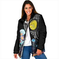 Palau Jellyfish Padded Jacket Coral Reef with Polynesian Pattern LT03 Women Black - Polynesian Pride