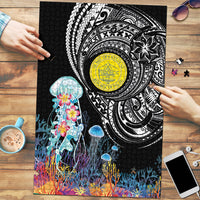 Palau Jellyfish Puzzle Coral Reef with Polynesian Pattern LT03 Black - Polynesian Pride