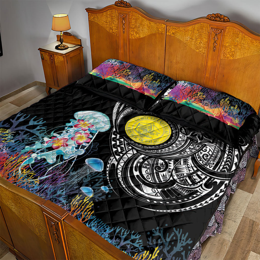 Palau Jellyfish Quilt Bed Set Coral Reef with Polynesian Pattern LT03 - Polynesian Pride