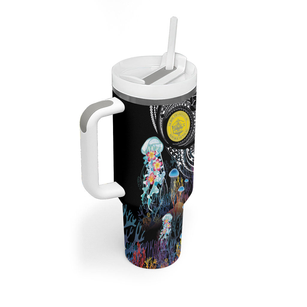Palau Jellyfish Tumbler With Handle Coral Reef with Polynesian Pattern LT03 - Polynesian Pride