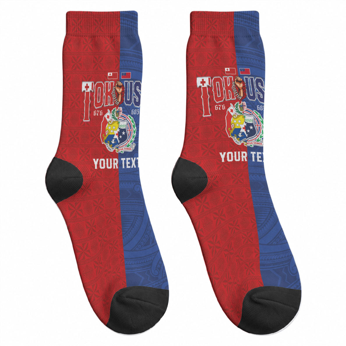 Personalised Tokouso Tonga Samoa Crew Socks Proud of Brotherhood LT03 - Polynesian Pride