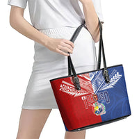 Tokouso Tonga Samoa Leather Tote Bag Proud of Brotherhood LT03 - Polynesian Pride