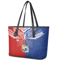 Tokouso Tonga Samoa Leather Tote Bag Proud of Brotherhood LT03 - Polynesian Pride